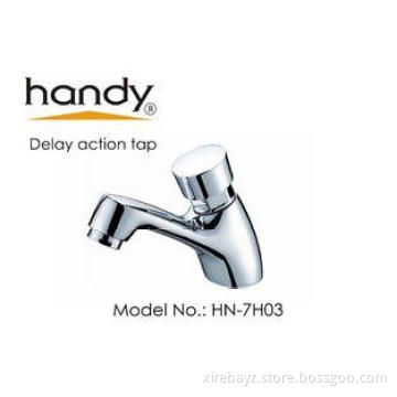 Deck Mounted Self Closing Basin Mixer Taps / brass self clo